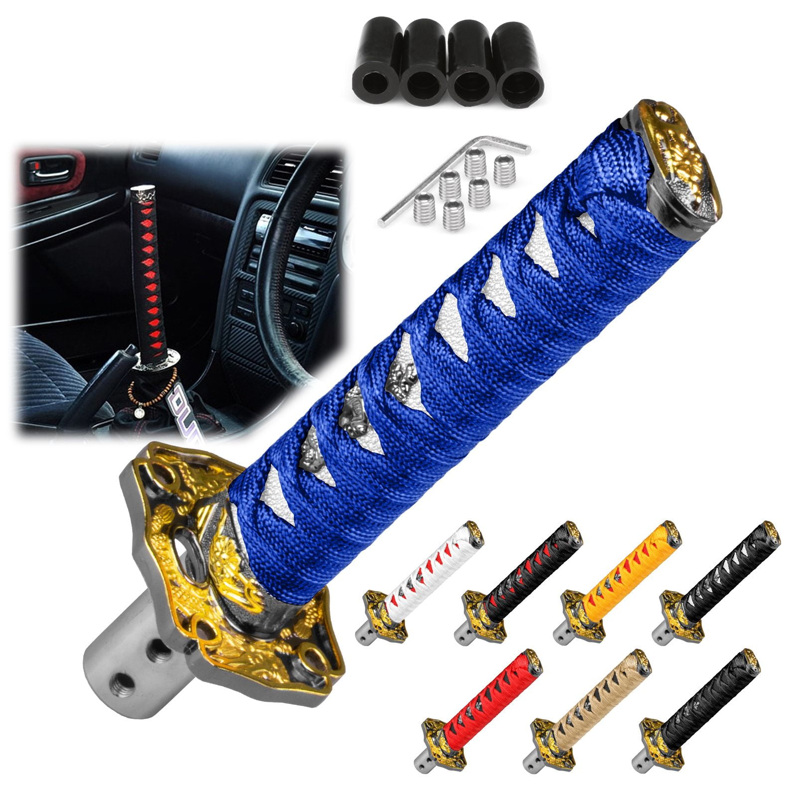 Samurai Sword Gold Black Shift Knob Shifter Alloy Katana Adapters