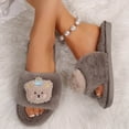 thumbnail image 4 of CHUMUD Women's Open-Toe House Slippers - Bear Print Furry Slides with Durable Sole, Cozy & Cute Indoor Fall Shoes, 4 of 9