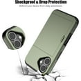 thumbnail image 2 of KOMI Compatible with iPhone 16 Pro Case with Card Holder[Store 5 Cards] Dual Layer Heavy Duty Shockproof Wallet Case with Hidden Card Slot Large Storage Cover for Men&Women 6.3'' Green, 2 of 4
