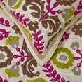 thumbnail image 3 of The HomeCentric King / Queen / Twin Chartreuse & Berry Decorative Bed Runner Queen 74"x18" Bed Runner WITHOUT Pillow Cover, Pearls, Jute Lace Border Bed Scarf on Cotton fabric - Folk Floral, 3 of 5