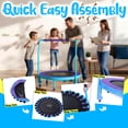 thumbnail image 6 of YORIN 36" Trampoline for Kids, 3FT Mini Indoor/Outdoor Foldable Toddler Trampoline with Adjustable Foam Handle, Small Rebounder Fitness Trampoline with No-Gap Padded Cover, Gift for Baby, Girls, Boys, 6 of 10