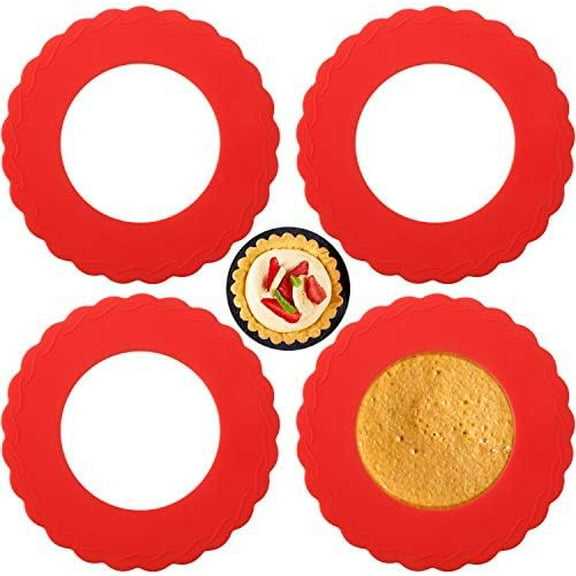 4 Pcs Mini Pie Crust Shields, Silicone Pie Protector for 4.5-6 Inch Kitchen Baking Cover for Thanksgiving Kitchen Cooking Baking Tools$$Home Decor, Kitchen, & Other