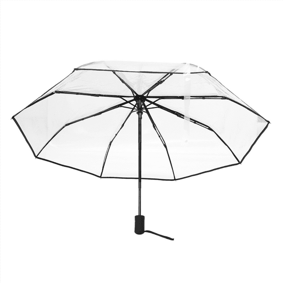 Transparent Umbrella Automatic Umbrella Rain Women Men Auto Umbrella Compact Folding Windproof Style Clear umbrella,Transparent   black border