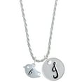 thumbnail image 1 of Delight Jewelry Silvertone Little Bird Initial - B - Silvertone Script Initial Disc - J - Charm Necklace, 20"+3", 1 of 4