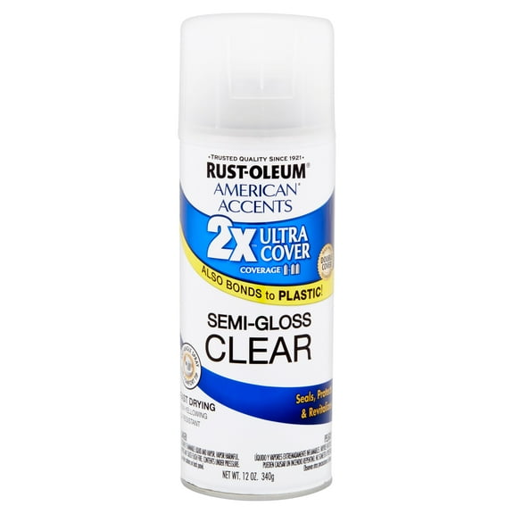 Rust-Oleum American Accents Ultra Cover 2X Semi-Gloss Spray Paint & Primer, Clear, 12 Oz.