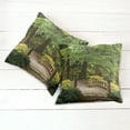 thumbnail image 2 of Ambesonne Forest Throw Pillow Cover 2 Pack, Wooden Bridge over Pond, 18", Green Brown, 2 of 6