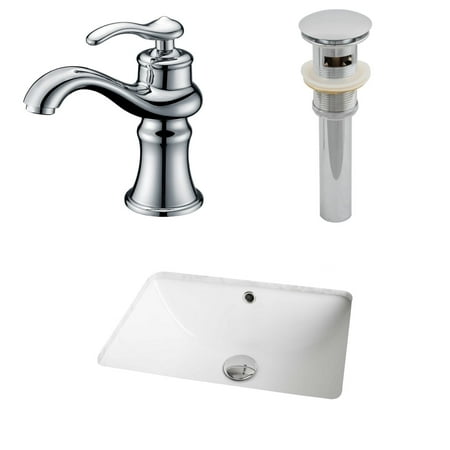 Rectangle Single Hole - American Imaginations 18.25-in. W x 13.75-in. D CUPC Rectangle Undermount Sink Set In White With Single Hole CUPC Faucet And Drain
