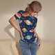 thumbnail image 3 of Balery Planets and Stars Body de cuello redondo de manga corta para mujer Tops de manga corta Tops básicos-Medium, 3 of 7
