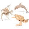 Puzzled Angel Fish, Bottle Nose Dolphin and Green Turtle Wooden 3D Puzzle Con