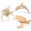 Puzzled Angel Fish, Bottle Nose Dolphin and Green Turtle Wooden 3D Puzzle Con