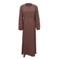 thumbnail image 4 of Elegant Long Sleeve Women'S Casual Dress With Belted Waist And Flowy Abaya Tunic Design Featuring Puff Sleeves, 4 of 5