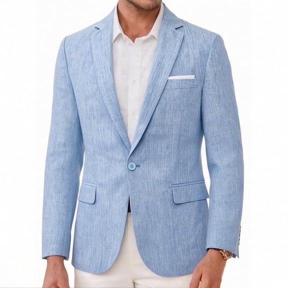 i·FineLong Men's Lightweight Breathable Single-Breasted Blazer Spring/Summer Business Casual Jacket