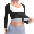 thumbnail image 3 of Women Long Sleeve Sauna Suit Hot Sweat Body Shaper Jacket Zipper Up Solid Color Coat Gym Running Fitness Exercise Outerwear, 3 of 7