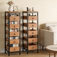 thumbnail image 3 of Gaderth 5 Tier Kitchen Storage Rack with Pull Out Drawers, Wooden Pantry Organizer Shelf with Metal Frame, Space Saving Storage Cabinet for Fruit, Vegetables, Snacks, Microwave, Living Room, 3 of 6