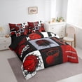 thumbnail image 2 of Castle Fairy Multi-Style Red Basketball Collage Twin Bedding 7-Piece, Sports Silhouette Design Bedding Comforter Set, Red Black White,Black Reversible, 2 of 7