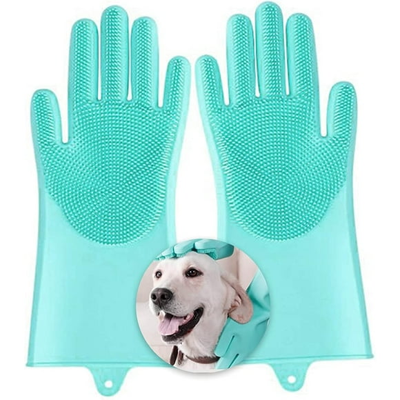 Gants de Toilettage pour Animaux VSV stoage pour le Bain et l'Épilation, Brosse Shampoing de Bain pour Chiens et Chats, Gant de Massage Exfoliant en Silicone Durable pour Douche de Cheval, Exfoliant Doux à Pointes Imperméable, Lot de 2 (Vert)