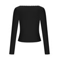 thumbnail image 4 of GigrtiJin U-Neck Tops for Womens Fashion Casual Long-Sleeved Solid Color Shirts Comfy Slim Fall Basic Blouses, 4 of 5