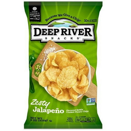 Deep River Zesty Jalapeno Kettle Cooked Potato Chips, 8 oz Bag