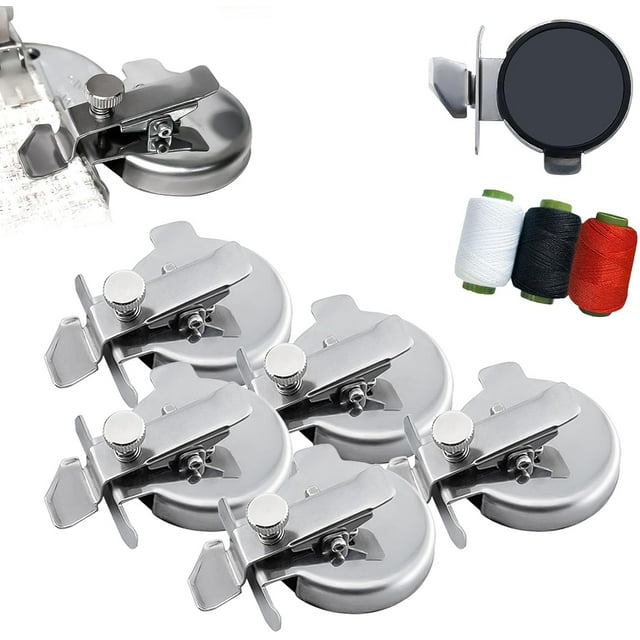 Adjustable Round Magnetic Seam Guide, New Multi-Functional Magnetic Guide Clamps, Adjustable Thickness Screw, Curved Edge Design for Rounded Hems, Collars, and Circle Sewing (5PCS)