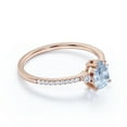 thumbnail image 3 of JeenMata 1 Carat Pear Shaped Created Aquamarine Birthstone Ring in 18k Rose Gold over Silver, 3 of 6
