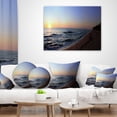 thumbnail image 3 of Designart Sunset Beach Panorama - Modern Seashore Throw Pillow - 16x16, 3 of 4