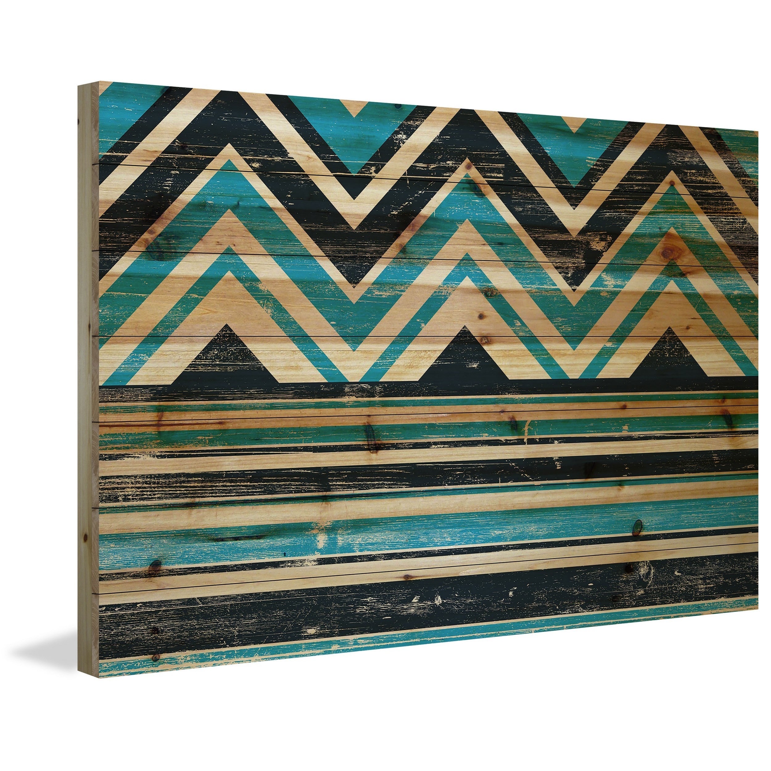 "Angles on Top" Painting Print on Natural Pine Wood
