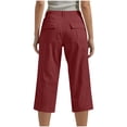 thumbnail image 4 of Women Solid Color Pentagonal Pants with Elastic Waist, Trousers Slacks, Casual Work Office Clothes, Belt Pockets, Stretchy Comfy, Business Casual, Lounge, Travel Outfits, Summer Essentials, 4 of 7