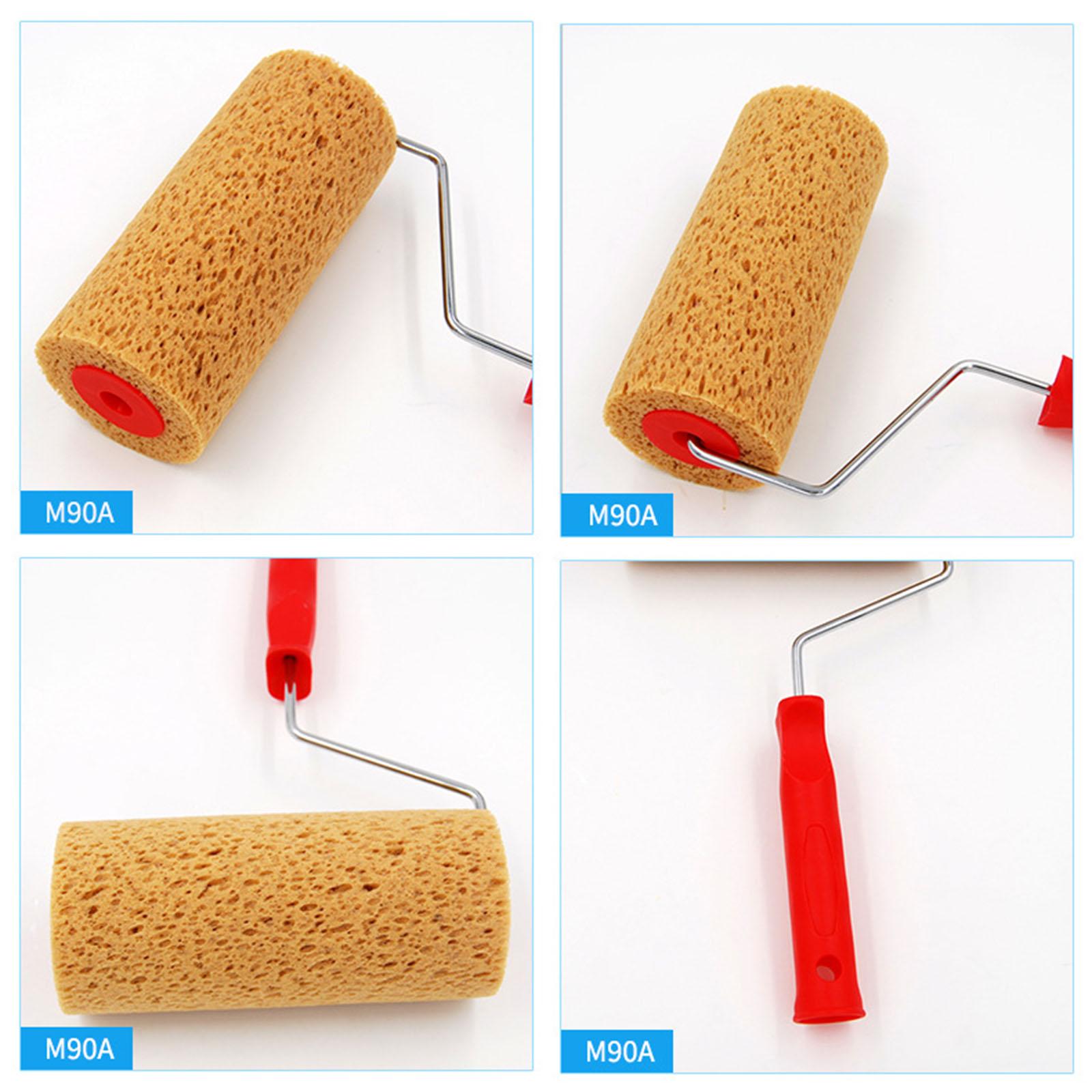Portable Sponge Paint Roller Art Decorated House Painting Painting Supplies  Smooth DIY Tool for Garden Office Interior Texture Painting Door , Red 