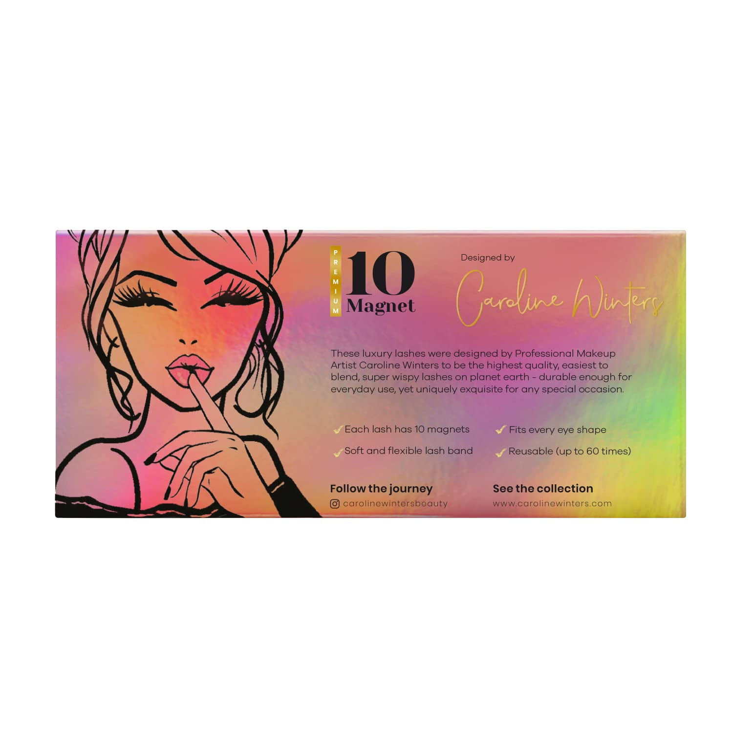 Caroline Winters Magnetic Eyelashes- 50+ Wears Reusable, All Day Wear, Waterproof and Smudgeproof (IT GIRL)