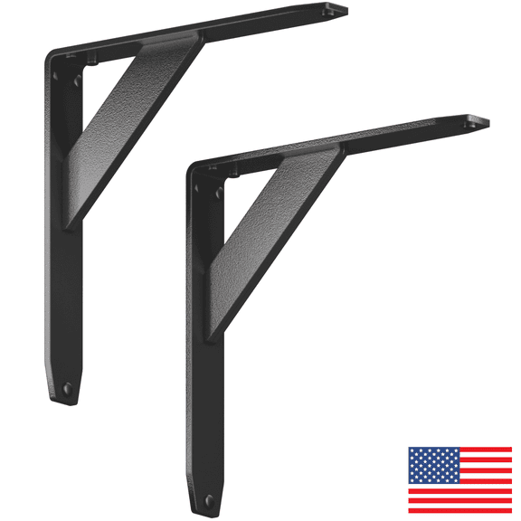 Jetstream Solid Heavy Duty Low Profile Welded Countertop Support Shelf Brackets Floating Shelf Discrete Slim 500 LB Capacity (2 Pack) / (4 Pack) (10" x 10" x 1.5", 2)