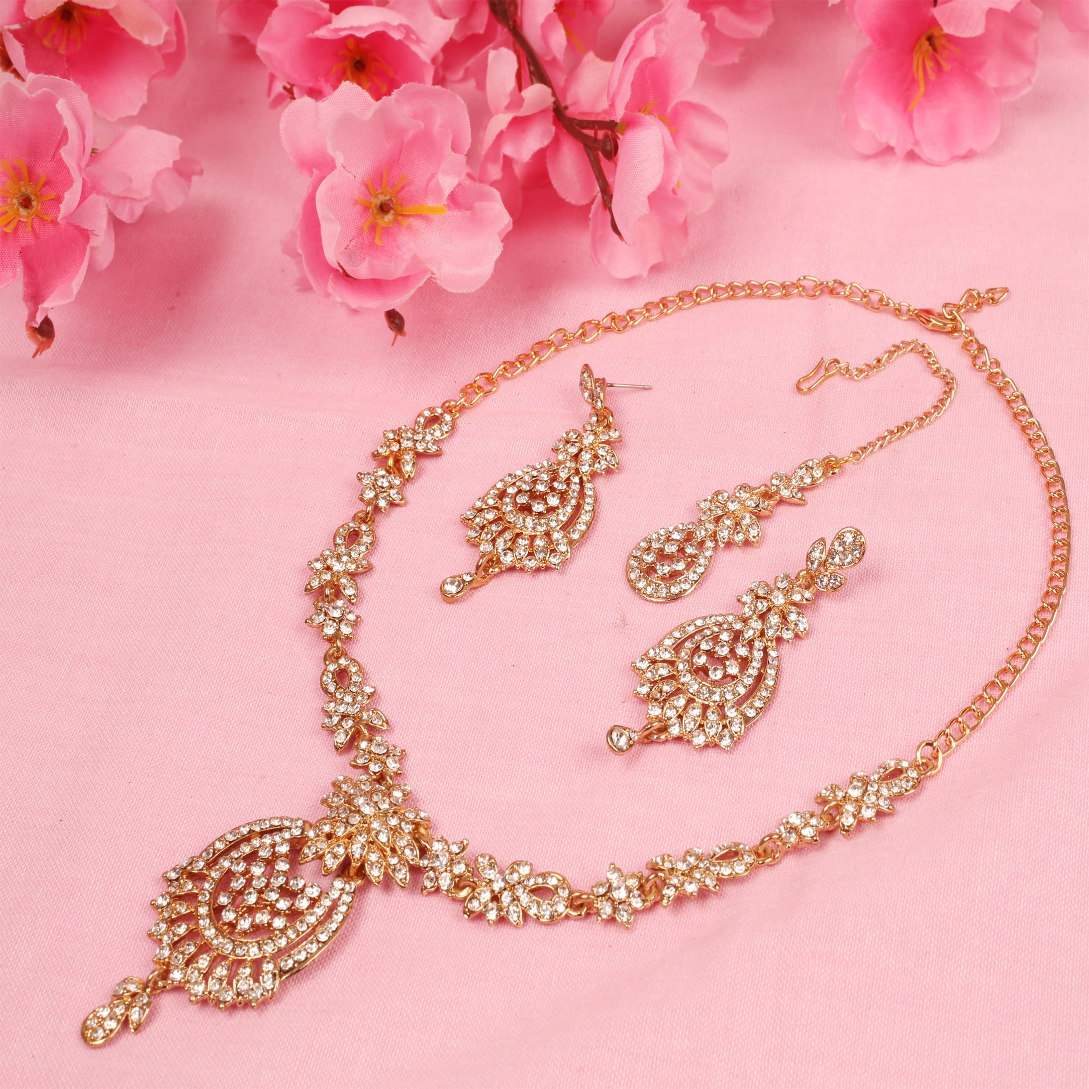 Sunsoul By Touchstone Indian Handcrafted Rhinestones Faux Pearls Gold Tone Jewelry Necklace For Women
