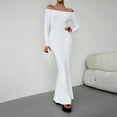 thumbnail image 2 of Fashion 2025 Lindreshi Fall Dresses for Women 2025 Homecoming Dresses Women's Fashion Solid Color Straight Shoulder Cultivate One's Moral Integrity Dresses, 2 of 4