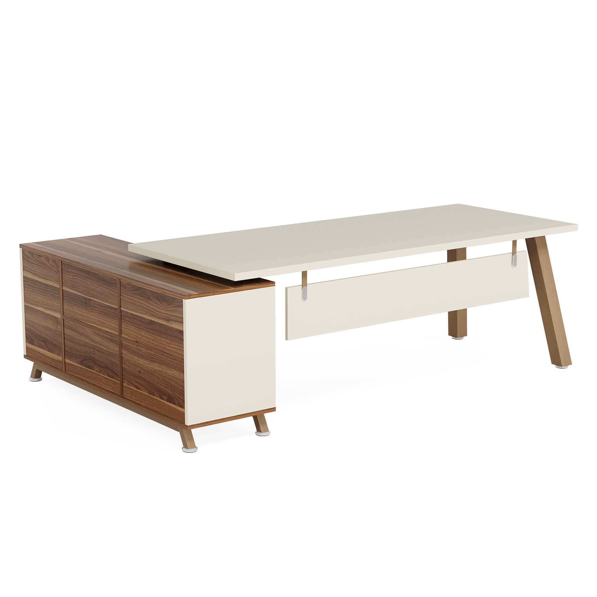 MAYEERTY 71 Inch L-Shaped Executive Computer Desk with File Drawers & Open Storage Shelves, E0-Grade Scratch Resistant Board Metal Frame Workstation for Home & Professional Office