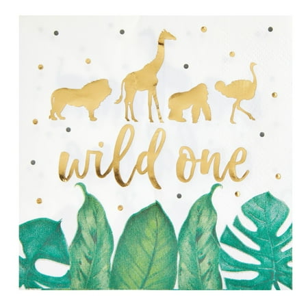 144 Piece Wild One Party Supplies for First Birthday Decorations with Safari Plates, Napkins, Cups, and Cutlery (Serves 24)