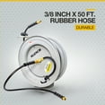 thumbnail image 3 of Klutch Auto-Rewind Air Hose Reel with 3/8in. x 50ft. Rubber Hose, 300 PSI, 3 of 9