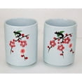 thumbnail image 3 of 2 Porcelain Green Black Tea Coffee Cups Japanese Sakura Cherry Blossom Set F15689, 3 of 3