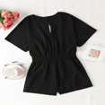thumbnail image 2 of Womens Spring Summer Romper V‑Neck Bat Sleeve High Waist Casual Short One Piece Jumpsuit Alternative Black S, 2 of 7