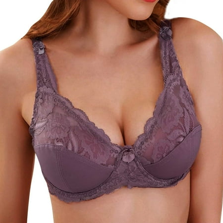 Audhol Push Up Bras for Women Ultra-Thin Underwear Bra Adjustable Bra Ladies Transparent and Breathable Bras for Women Purple 105C