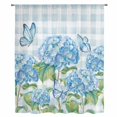 thumbnail image 2 of Blue Floral Sheer Curtains 84 Inches Long, Summer Botanical Flowers Plaid Hydrangeas Light Filering Curtains, Breathable Simi Curtain Privacy Drapes for Living Room Bedroom Window Treatment, 2 of 9