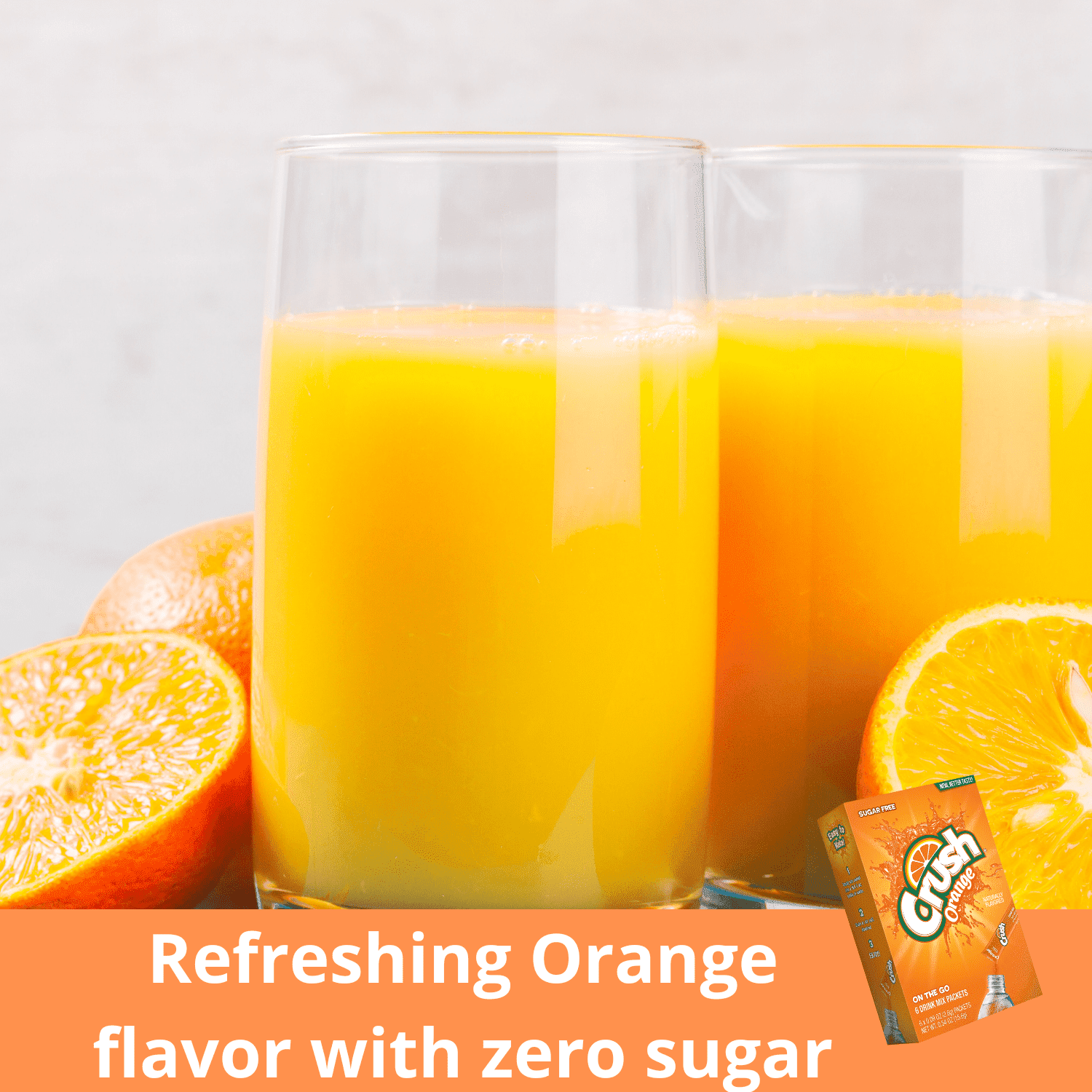Crush, Orange – Powder Drink Mix - (12 boxes, 72 sticks) – Sugar Free & Delicious, Makes 72 flavored water beverages