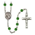 thumbnail image 1 of Extel Santa Teresita Catholic Rosary Beads for Men Women, Made in USA Metal Type: Silver Plate, Catholic Sacramental/Devotion: Santa Teresita, Color: Emerald, 1 of 6