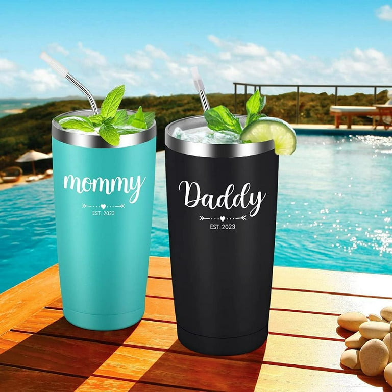 Daddy and Mommy Est 2023 Travel Tumbler, New Parents Insulated