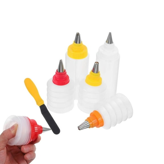 QZS Squeeze Writer Bottles,6Pack Multi-Functional Squeeze Containers for Cake Decorating,Diy Baking Supply Kit,Cookie Icing Supply for DIY Desserts