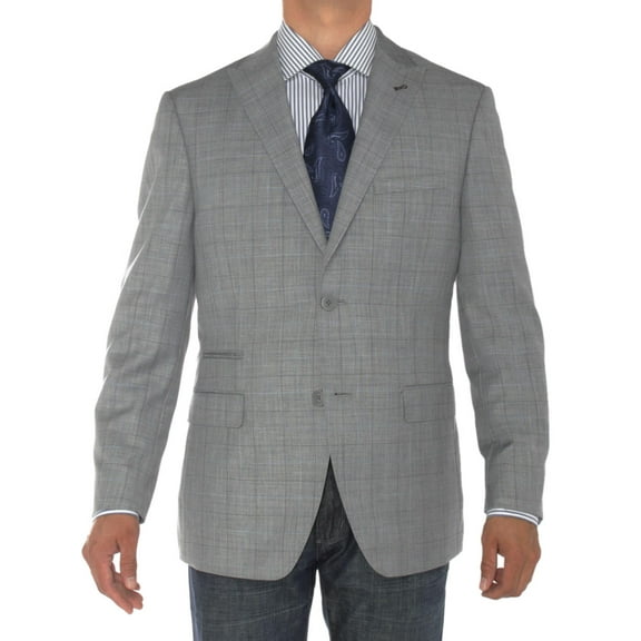 Mens Gray Modern Fit Blazer Luciano Natazzi 2 Button Suit