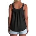 thumbnail image 3 of Textilo Women Plus Size Dress Built In Bra Tank Top Pleated Sleeveless Tops Wide Strap Square Neck Cami Shirts Comfy Lightweight Loose Fit Flowy Casual Tunic Tees,Black S, 3 of 6