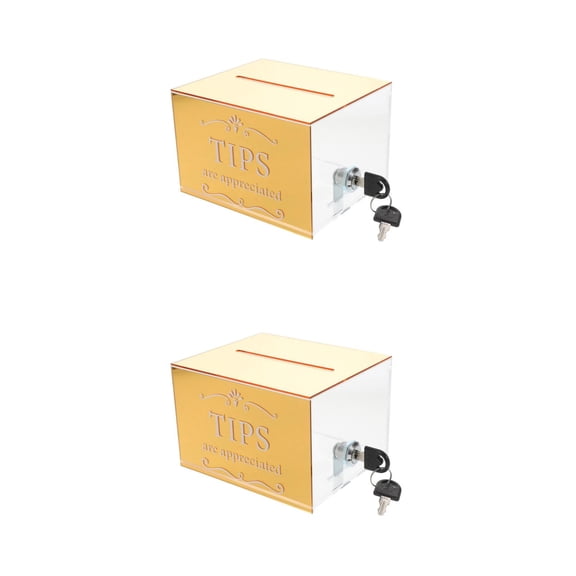 Masteelf 2pcs Acrylic Tip Box With Lock Raffle Cash Box Money Storage Container Suggestion Box Box Donation