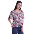 thumbnail image 3 of Moomaya Blouse d'Été Boho à Manches Courtes en Rayonne Imprimée pour Femmes, 3 of 5