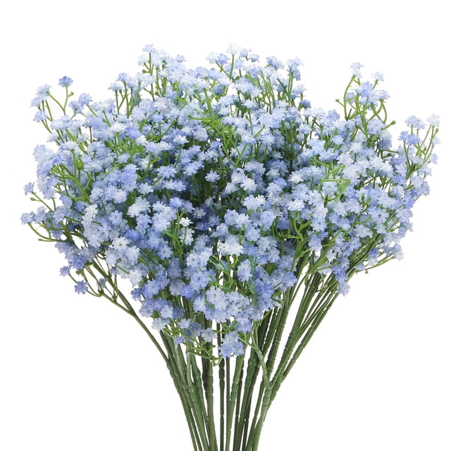 Flores Artificiales Baby's Breath Azul Claro 3 Ramas 21 Piezas Tacto Real