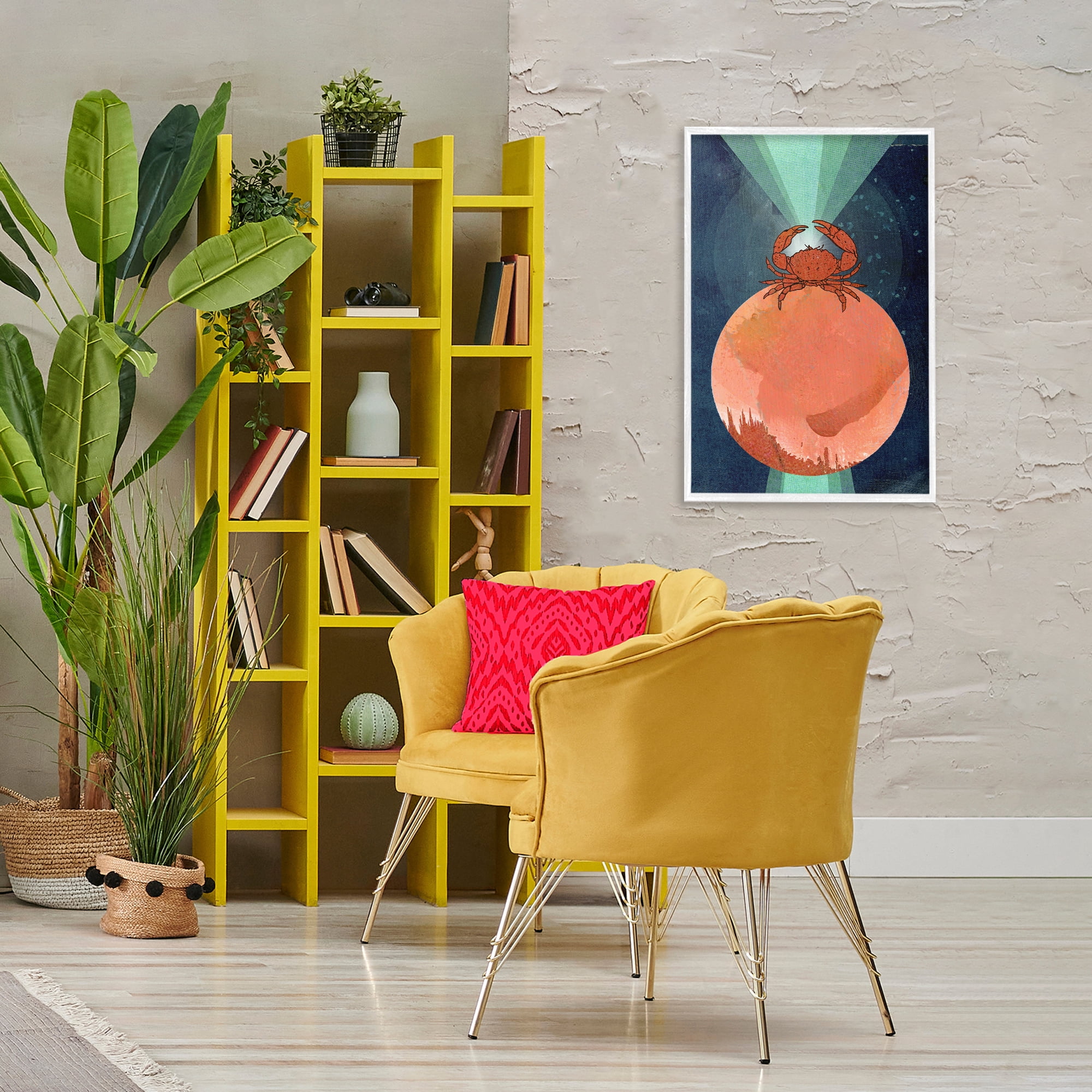 Stupell Industries Surreal Crab on Sphere Animals & Insects Painting White Framed Art Print Wall Art, 20 x 30