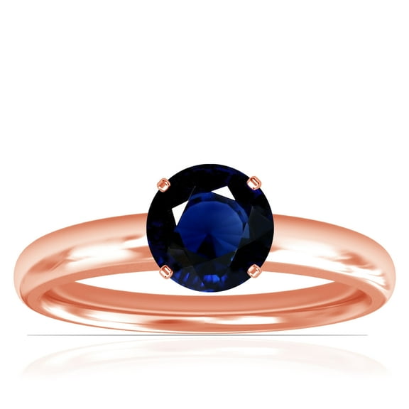 GemsNY September Birthstone - Traditional Round Blue Sapphire Solitaire Ring (Grade - AA | 0.65cts.)